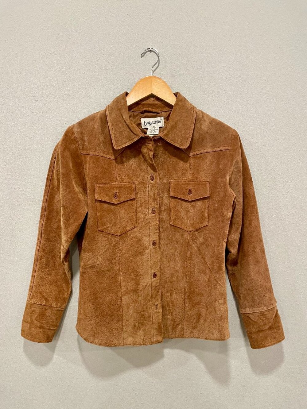 Vintage Bagatelle Genuine Suede Western Shirt Jacket Camel Tan Size 6